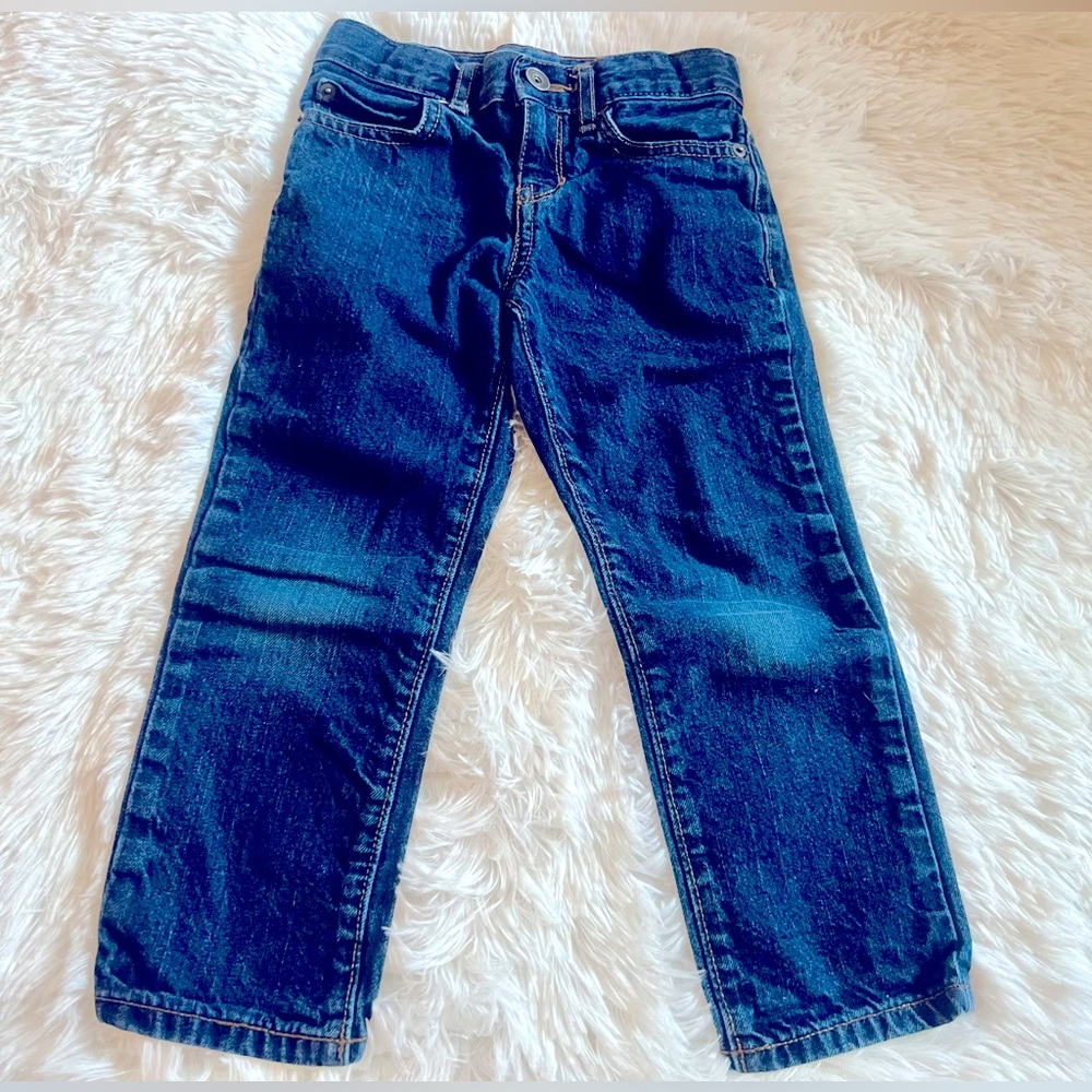 Boys 5 Dark Wash Jeans by PLACE w/ Straight Leg and Adjustable Waist Kids Pants